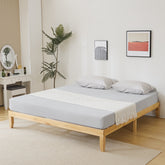 HAOYYE Basic Painted Pine Wood Bed Frame King Size Wooden Bed Simple and Durable Design Classic Natural Finish Sturdy Construction Perfect for Bedroom